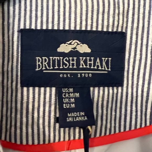 BRITISH KHAKI BLUE WHITE STRIPE SEERSUCKER COTTON BLAZER NWT SIZE MEDIUM - Picture 16 of 16